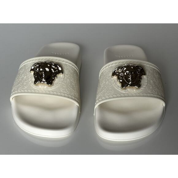 NIB $425 Versace Medusa Head Slides Sandals White 10 US (40 Eu) DSR262CN IT - Picture 8 of 14